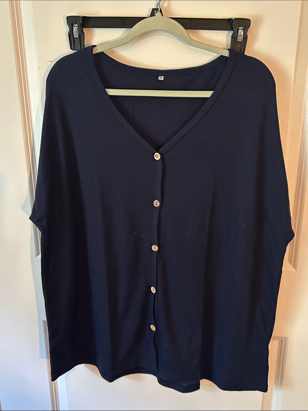 Classic Women's Navy Button-Front Top